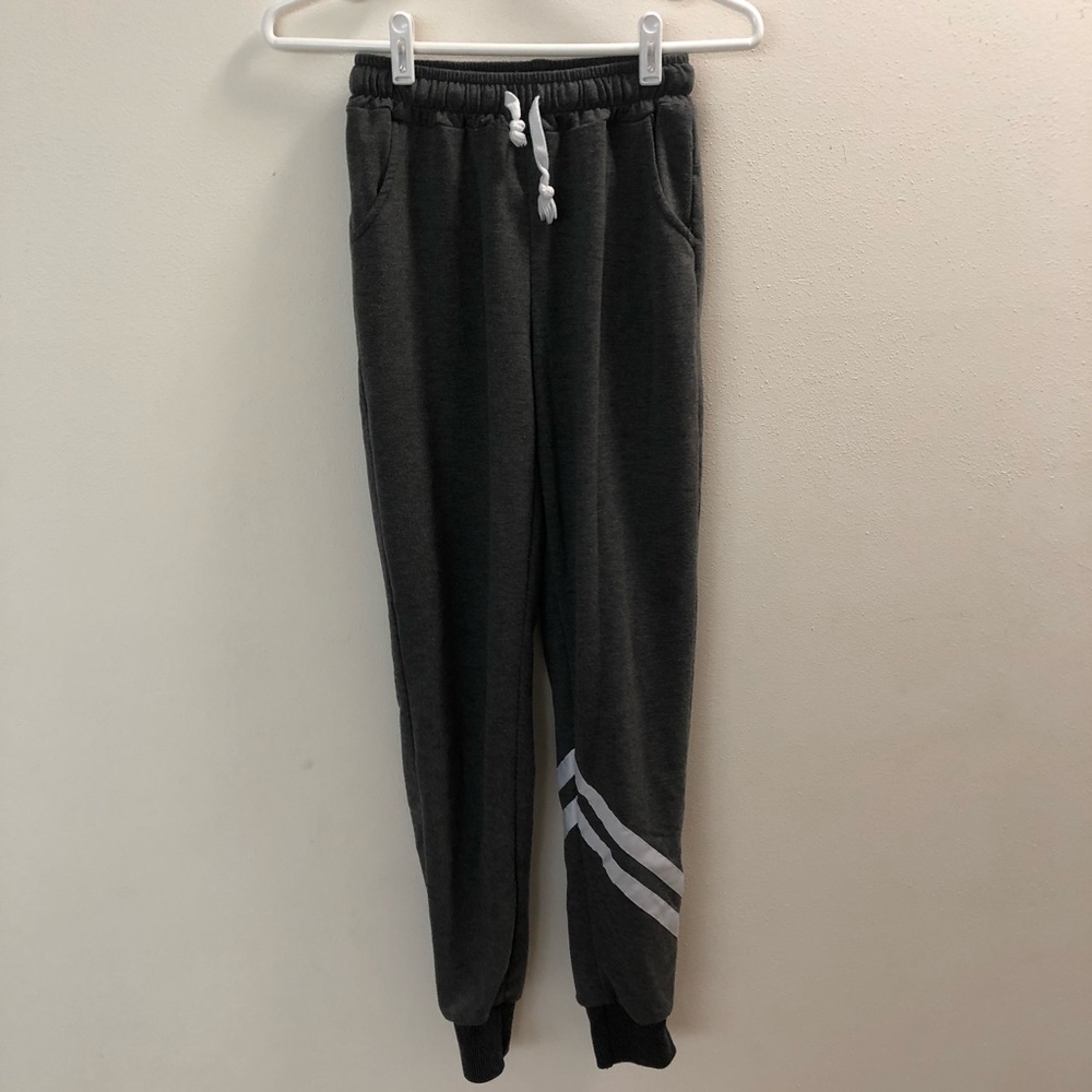 Asymmetric Joggers | Gray w/ White Ribbon Detail